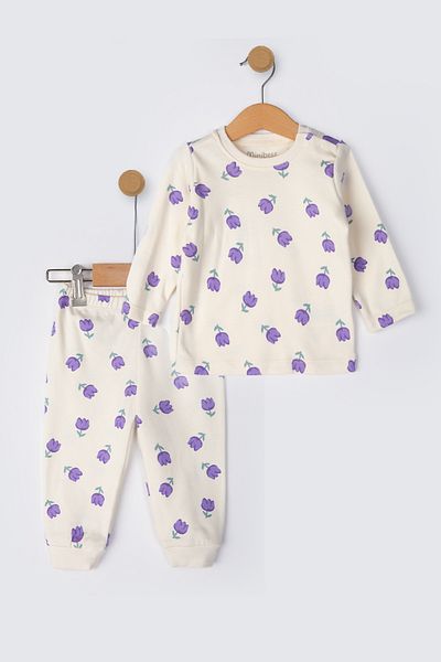 Minibess 100% Cotton 2-Piece Printed Baby Pajama Set 3 - 24 Months