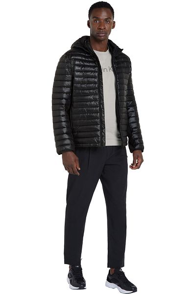 Calvin Klein Calvin Klein Men's Black Hooded Coat - Zip and Pocket, Stylish Look 00Gmf4O517