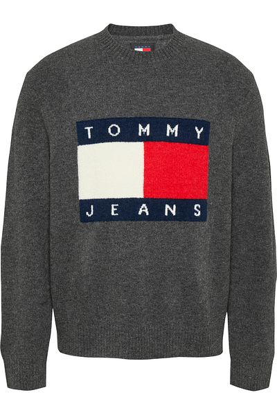 Tommy Hilfiger Men's Dark Gray Logo Stylish Sweater - Suitable for Use, Dm0Dm19442-Pub
