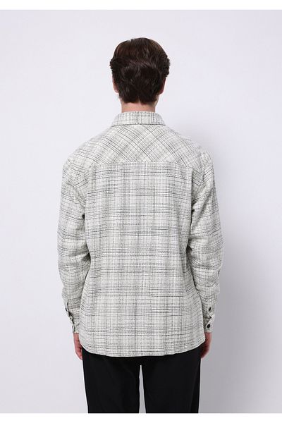 Colin's Regular Fit Shirt Neck Plaid Men's Ecru Long Sleeve Shirt