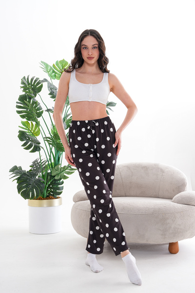 Arvin Pijama Women's Black Polka Dot Printed Milans Pajama Bottoms