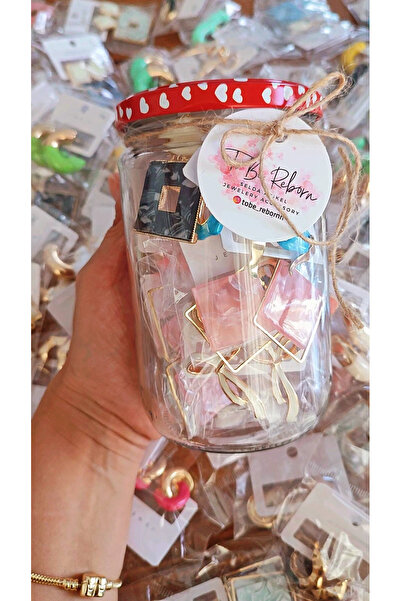 To Be Reborn Gizemli Takı Kavanozu(Sadece Renkli Mineli Küpeler 5 adet)