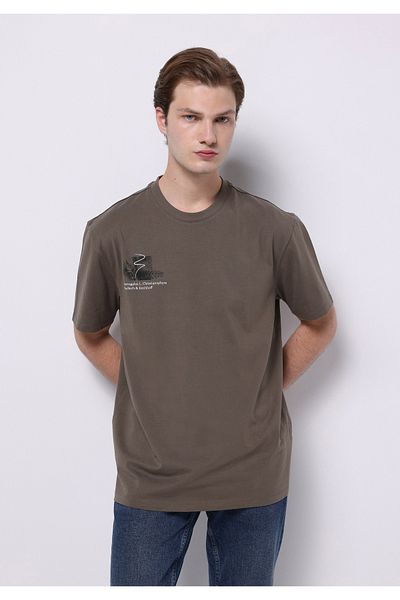 Colin's Comfort Fit Round Neck Plain Men's Green Short Sleeve T-Shirt