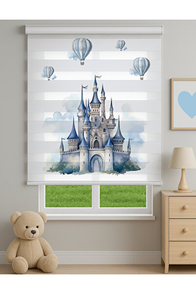 Home Mavi Şato ve Balon Desenli Baskılı Zebra Stor Perde – Erkek Çocuk Odası ...