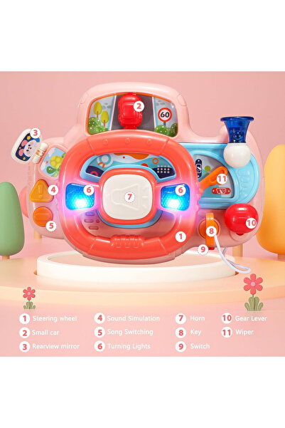 Smart Vibe RacerKid™ Multifunction Steering Wheel with Lights and Sounds Driving Simulator, 11 Functions