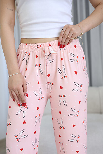 Arvin Pijama Kadın Baskılı Yumuşak Dokulu Milans Pijama Altı