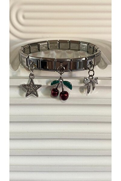 bijoux uniques Summer Special Series Ribbon&Cherry&Star Italian Charm Bracelet