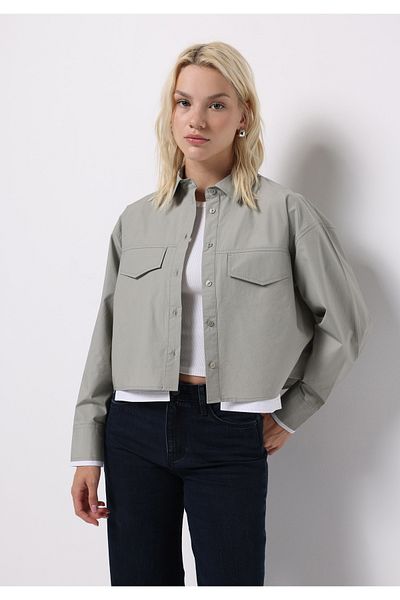 Colin's Regular Fit Shirt Neck Plain Women's Green Long Sleeve Shirt