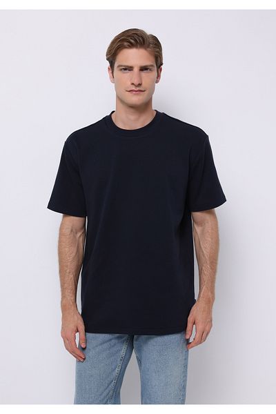 Colin's Comfort Fit Round Neck Plain Men's Navy Blue Short Sleeve T-Shirt