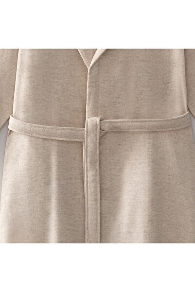 Ecocotton Ανδρικό μπουρνούζι Erva - 100% οργανικό βαμβάκι, λινό μελανζέ, μπεζ