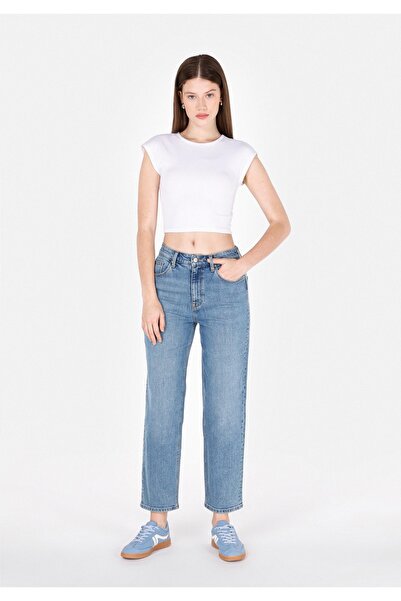 Colin's Γυναικείο παντελόνι με φερμουάρ Straight Fit Light Indigo τζιν