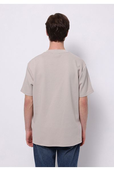 Colin's Comfort Fit Round Neck Solid Men's Stone Short Sleeve T-Shirt