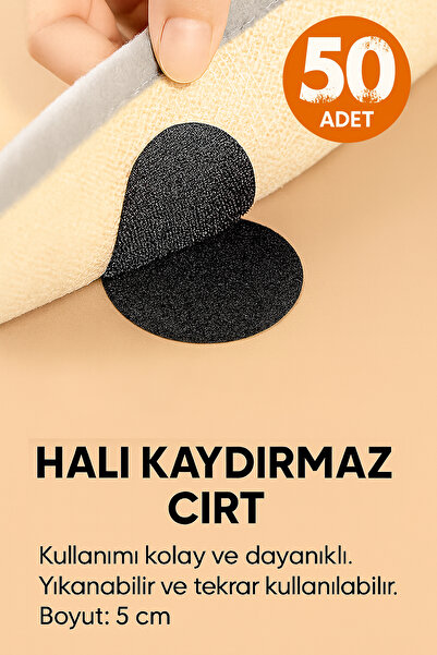 adornazzle 50 Adet Yapışkanlı Cırt Bant, Halı Kaydırmaz Sabitleyici Cırt Ped