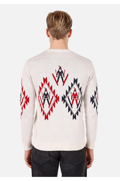 Colin's Regular Fit Round Neck Jacquard Men's Ecru Sweater