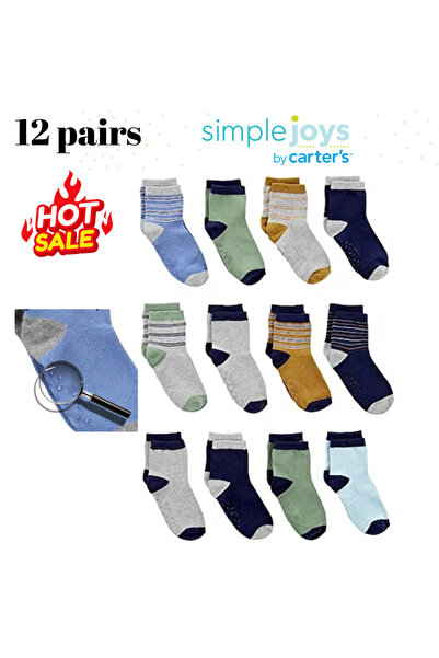 Simple Joys by Carter's Set 12 perechi sosete copii Simple Joys 2-3 ani, anti...