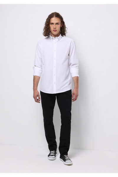 Colin's Regular Fit Shirt Neck Düz Erkek Beyaz Uzun Kol Gömlek