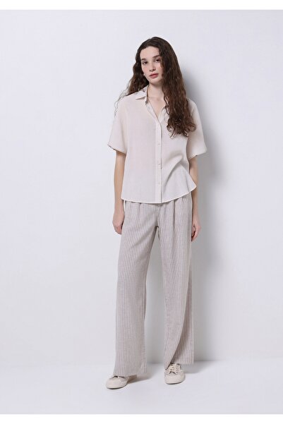 Colin's Regular Fit Shirt Neck Düz Kadın Beyaz Kısa Kol Gömlek