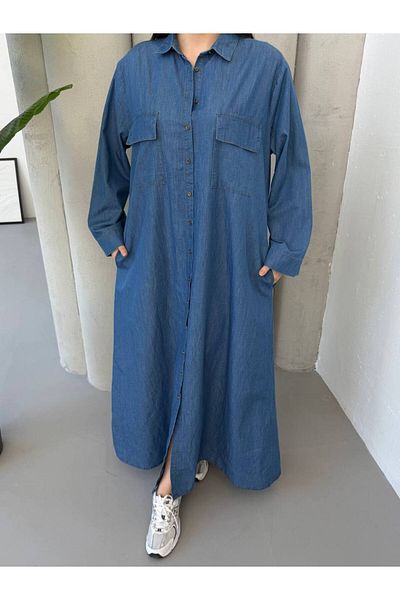PREMİER VİE Testture Denim Shirt Dress