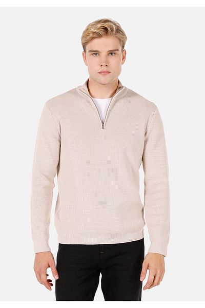 Colin's Regular Fit Turtle Neck Plain Men's Ecru Sweater