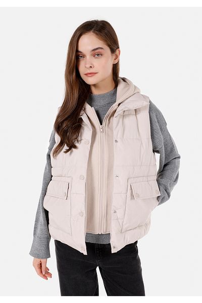 Colin's Regular Fit Hooded Women's Beige Vest