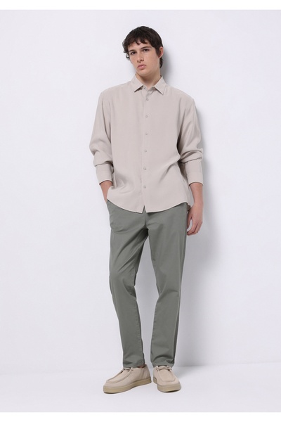 Colin's Comfort Fit Shirt Neck Düz Erkek Bej Düğmeli Uzun Kol Gömlek