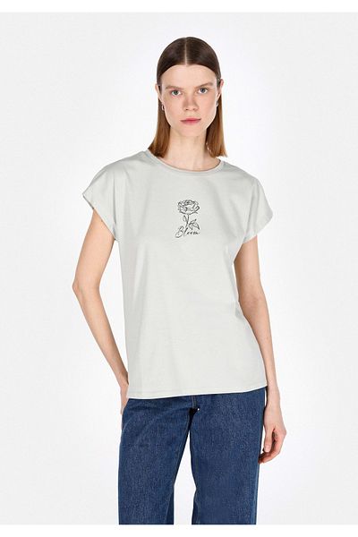 Colin's Regular Fit Round Neck Printed Women's Green Short Sleeve T-Shirt