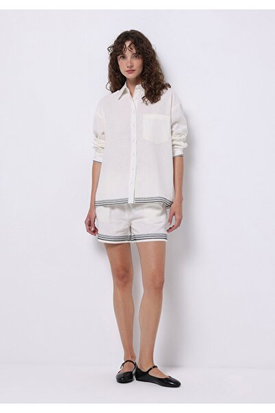 Colin's Regular Fit High Waist Embroidered Women's White Shorts