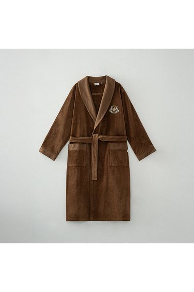 Ecocotton Farah Men's - 100% Organic Embroidered Brown Bathrobe