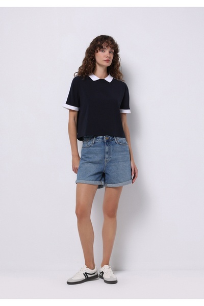 Colin's Mom Fit Pantaloni scurți Indigo Jean pentru femei cu talie înaltă