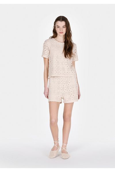 Colin's Slim Fit Mid Waist Straight Women's Beige Shorts