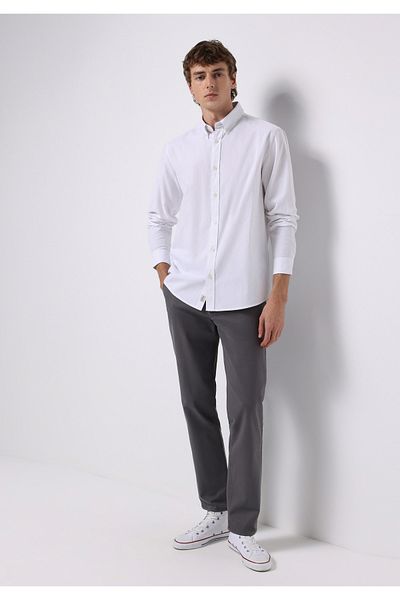 Colin's Regular Fit Mid Waist Straight Leg Men's Gray Trousers with Pockets