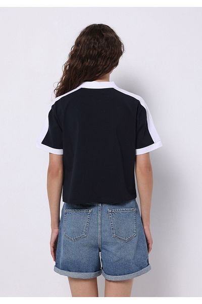 Colin's Regular Fit Polo Neck Plain Women's Navy Blue Short Sleeve T-Shirt