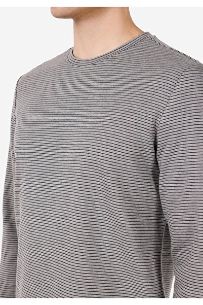 Colin's Регулярний крій, круглий комір, смугастий, чоловічий, сірий, довгий рукав, футболка