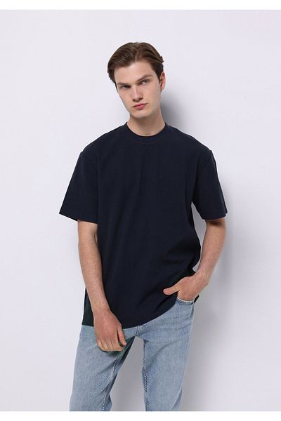 Colin's Comfort Fit Round Neck Plain Men's Navy Blue Short Sleeve T-Shirt