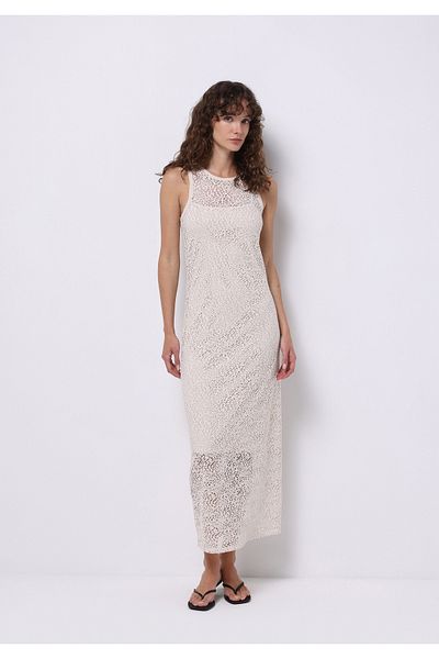 Colin's Slim Fit Jacquard Women's Ecru Sleeveless Dress