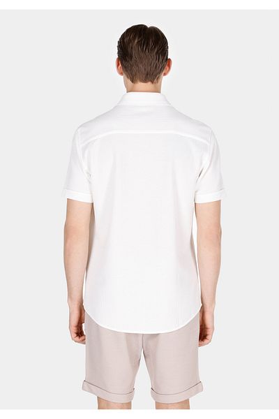 Colin's Regular Fit Shirt Neck Jacquard Men's White Short Sleeve Shirt
