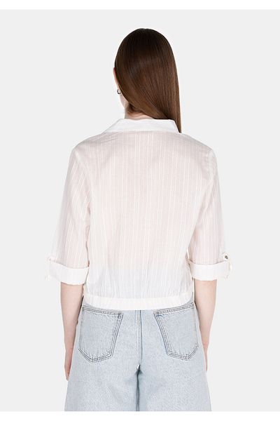 Colin's Regular Fit Shirt Neck Plain Women's White Roll-Up Shirt