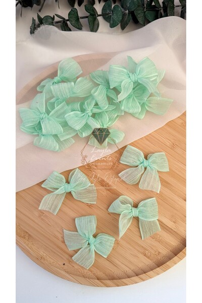 LAYLAEVENTS Keten Kurdele Hazır Fiyonk -20 Adet- Mint Yeşili