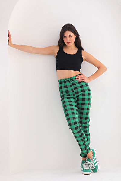 Arvin Pijama Καρό εμπριμέ Unisex 100% βαμβακερό χαλαρό πράσινο καλοκαιρινό πάτο πιτζάμα