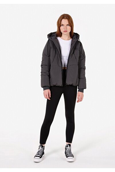 Colin's Regular Fit Kapüşonlu Kadın Antrasit Mont