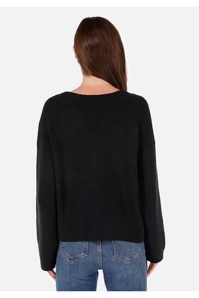Colin's Regular Fit V-Neck Plain Women's Black Sweater