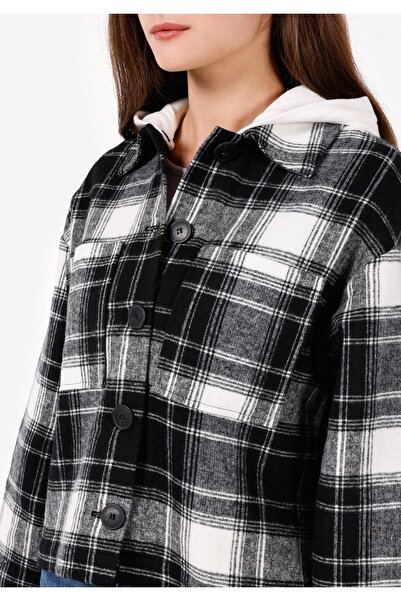 Colin's Regular Fit Kapüşonlu Kadın Siyah Uzun Kol Gömlek