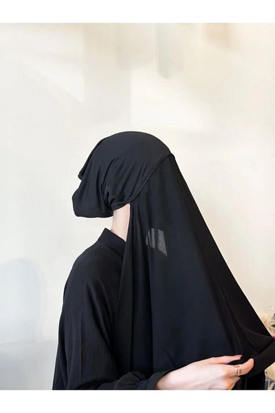 Generic Bandana Scarf Attached to Hijab Black Multi-purpose for Prayer, Shopping, School and Outing