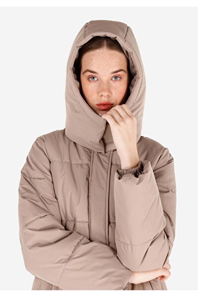 Colin's Regular Fit Kapüşonlu Fermuarlı Astarlı Kadın Bej Mont