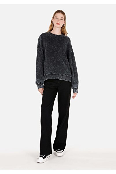 Colin's Comfort Fit Yuvarlak Yaka Kadın Antrasit Örme Sweatshirt