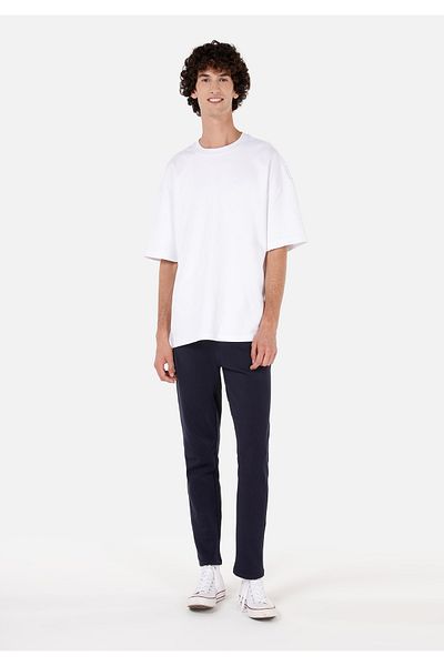 Colin's Slim Fit Mid Waist Plain Men's Navy Blue Sweatpants
