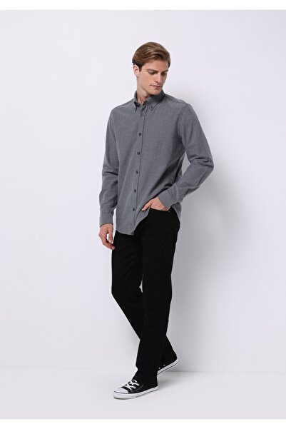 Colin's Regular Fit Shirt Neck Düz Erkek Gri Uzun Kol Gömlek