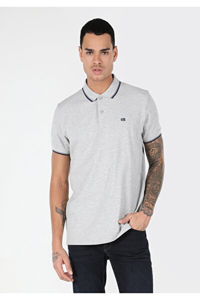 Colin's Tricou cu mânecă scurtă, gri, cu gât polo, cu croială normală