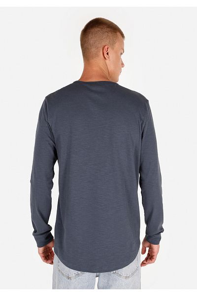 Colin's Regular Fit Round Neck Plain Men's Blue Long Sleeve T-Shirt