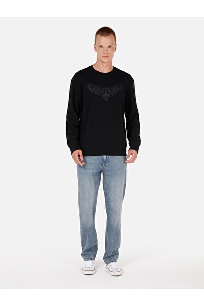Colin's Comfort Fit Erkek Örme Siyah Sweatshirt